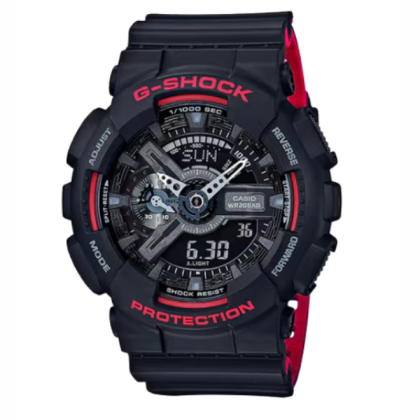 Casio G-Shock GA-110HR-1A Black Red Resin Band Men Sports Watch